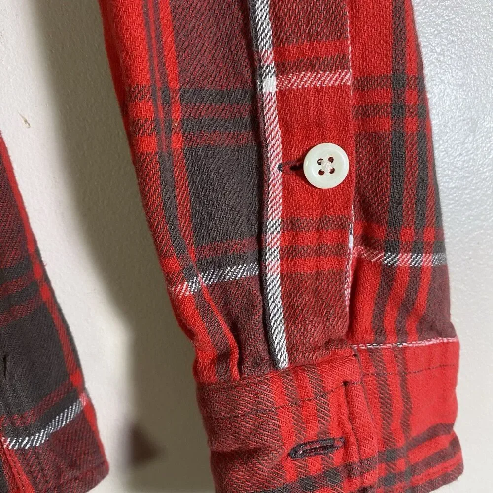 Polo Ralph Lauren Shirt Mens Large Red Plaid Flannel Classic Fit Pocket